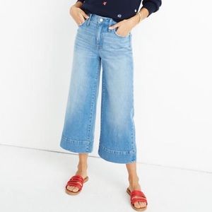 Madewell wide leg cropped jeans in Delaney wash